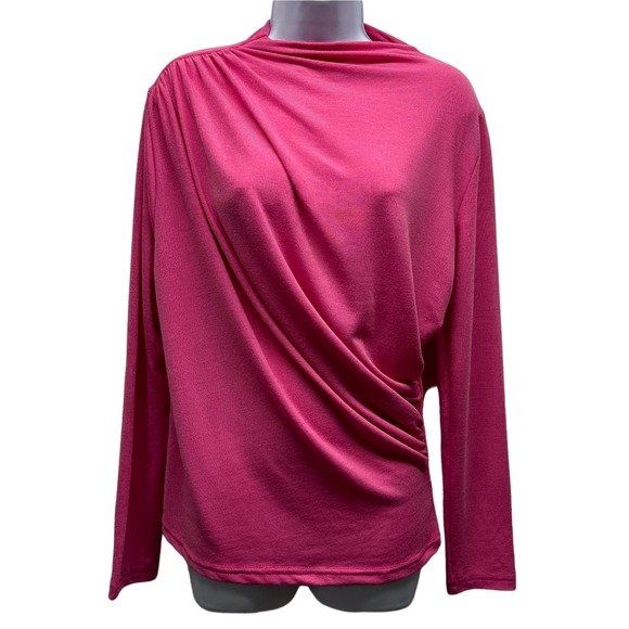Izuria Tops - Izuria Women’s Pink Size Large Long Sleeve Ruched Boat Neck Pullover, V490